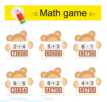 Developing numeracy skills. Number range up to 10. vector