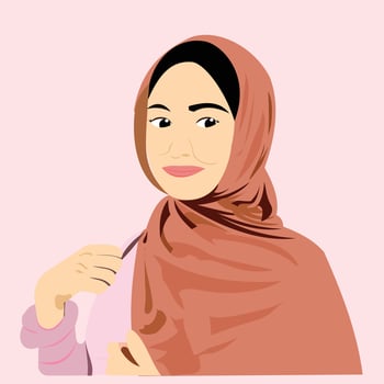Muslim woman in hijab holding a bottle of water. A Muslim woman wearing a maroon hijab and wearing pink clothes. Illustration of a graceful Muslim woman vector