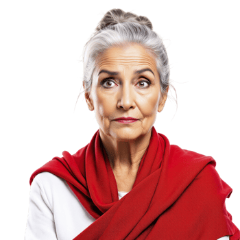 An older woman with a red scarf on her head png
