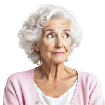 An older woman with white hair and pink sweater png