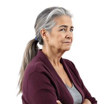 A woman with gray hair and a ponytail png