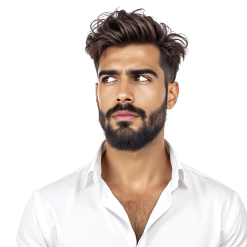 A man with a beard and a white shirt png