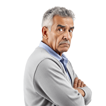 A man with gray hair and a gray sweater png