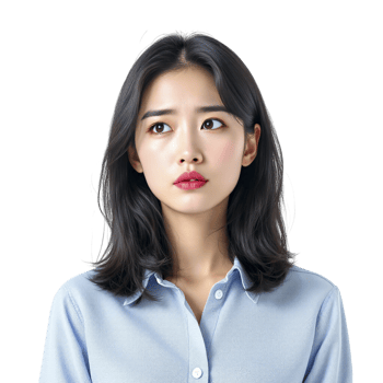 A woman with long black hair and a blue shirt png