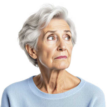 An older woman looking up with a puzzled expression png