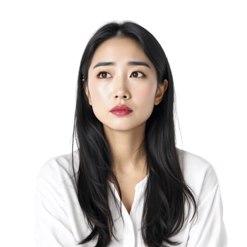 A woman with long black hair and a white shirt png