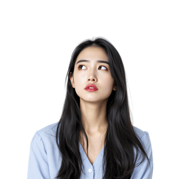 A woman with long hair looking up png
