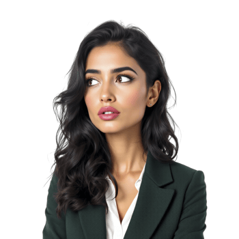 A woman in a green suit and white shirt png