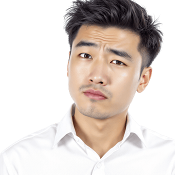 A man in a white shirt looking up png