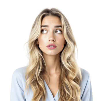 A woman with long hair looking up png