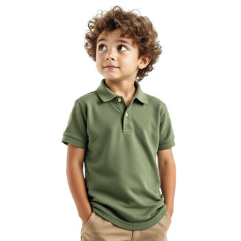 A young boy wearing a green polo shirt png