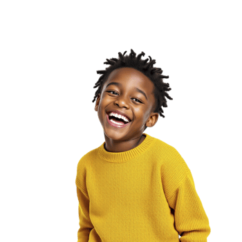 A young boy is smiling and wearing a yellow sweater png
