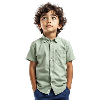 A young boy in a green shirt and blue pants png