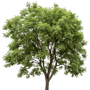 Bright and colorful mountain ash tree with rich green foliage and red berries captured on a Transparent Background highlighting the seasonal freshness png