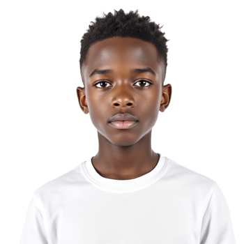 A young boy in a white t - shirt png