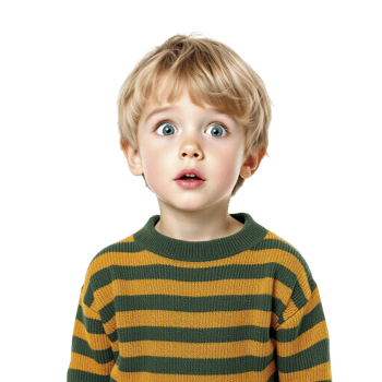 A young boy in a striped sweater looking up png