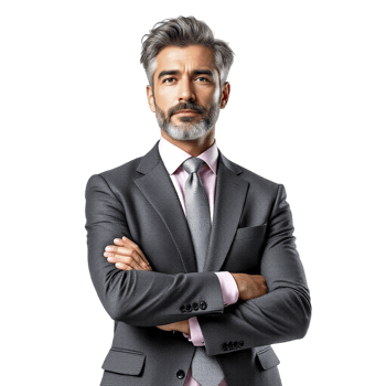 A man in a suit and tie standing with his arms crossed png