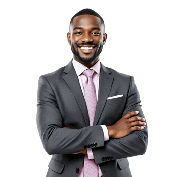 A smiling black man in a suit and tie png