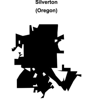 Silverton, Oregon blank outline map vector
