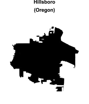 Hillsboro, Oregon blank outline map vector