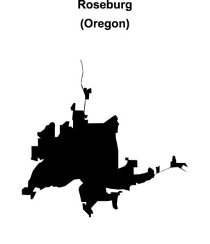 Roseburg, Oregon blank outline map vector