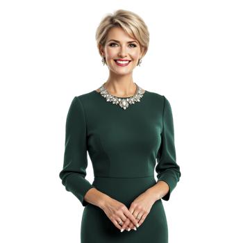 The woman in the green dress is smiling png