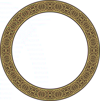 golden round oriental ornament. Arabic patterned circle of Iran, Turkey, Syria vector
