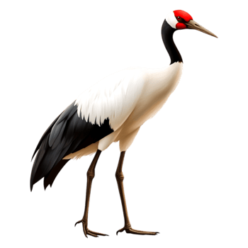 Elegant Red-Crowned Crane Stands Gracefully on One Leg in Nature png