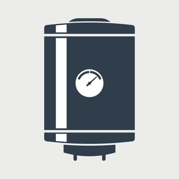 black and white icon of water heating boiler on white background vector