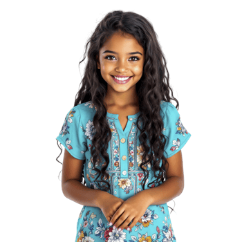 A young girl in a floral dress png