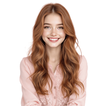 A woman with long red hair smiling png
