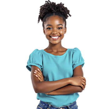 A young african american girl smiling png