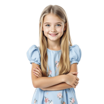 A little girl in a blue dress png