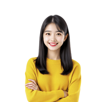 Young asian woman in yellow sweater png