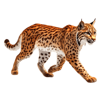 Striking Wild Cat with Spots Walking Gracefully in Natural Setting png