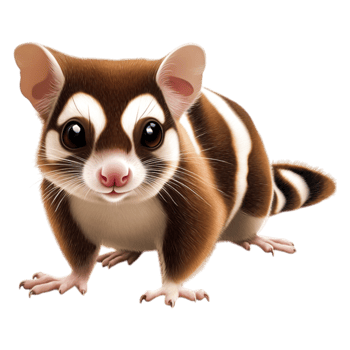 Cute Illustrated Sugar Glider with Striped Fur and Bright Eyes png