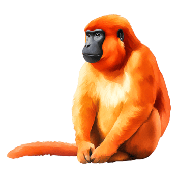 Orange Monkey Sitting in a Relaxed Posture Against a png