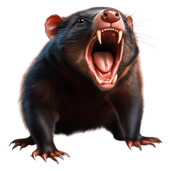 Ferocious Tasmanian Devil with Open Mouth and Sharp Teeth png