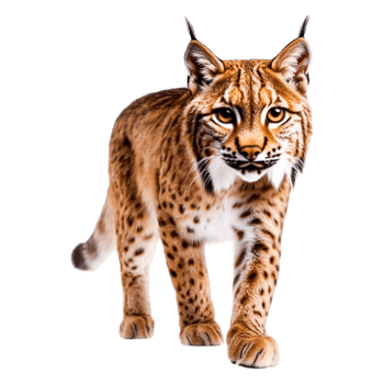 Striking Wild Cat with Distinctive Spots and Intense Gaze png