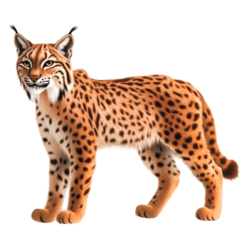 Realistic Cartoon Illustration of a Lynx Standing in a Natural Pose png