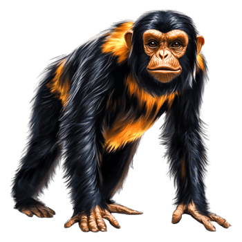 Realistic Illustration of a Wild Monkey with Colorful Fur png