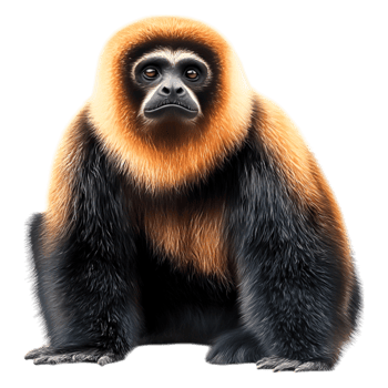 Realistic illustration of a gibbon with distinctive orange fur png