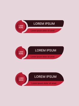Modern lower third or news bar design with a sleek red and dark theme, featuring a circular logo placeholder and stylish typography. Perfect for editing and broadcast graphics. vector