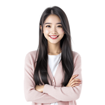 Asian woman smiling with arms crossed png
