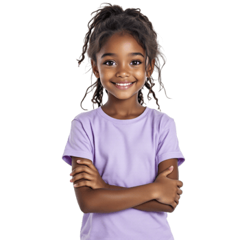 A young girl in a purple shirt png