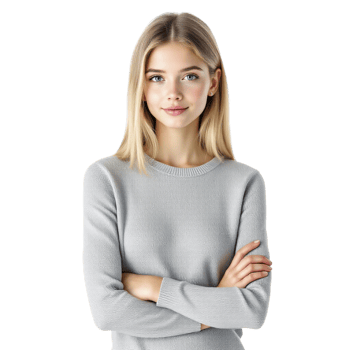 A beautiful blonde woman in a grey sweater png