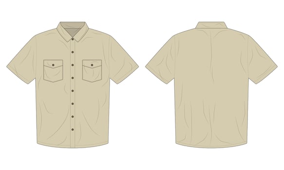 Short sleeve collared shirt mockup front and back view vector