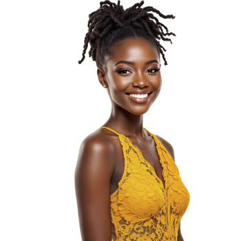 A beautiful young woman in a yellow dress png