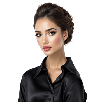 Beautiful woman with makeup and black shirt png