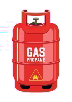 red metal gas cylinder on white background vector